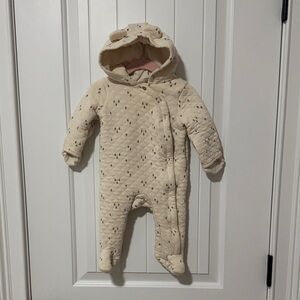 Carter's Cream Quilted Footie with Bear Ears